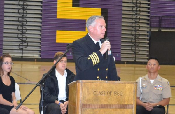 Navy Capt. Gregory Keithley was an honored guest at the annual Lemoore High School Patriotic Concert.